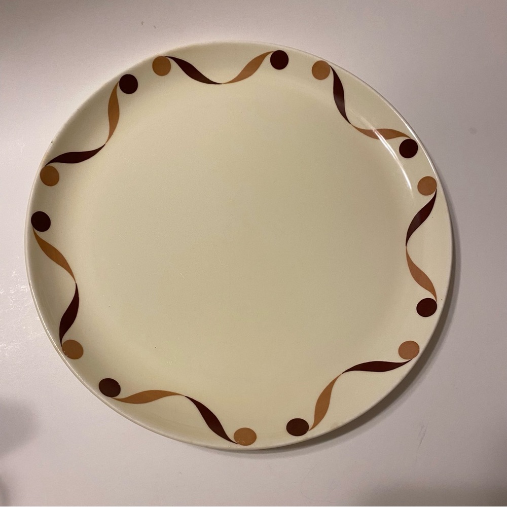 Vintage Cavitt-Shaw Neptune Ribbons & Dots Dinner Plate 10" MCM W.S. George 1949